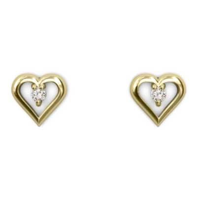 4月誕生石 ハート k18イエローゴールド 天然ダイヤ ピアス 一粒石 約0.06カラットの画像