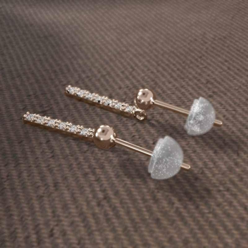 4月誕生石 天然ダイヤ ジュエリーピアス 約0.14カラット k18ピンクゴールド プレートの画像