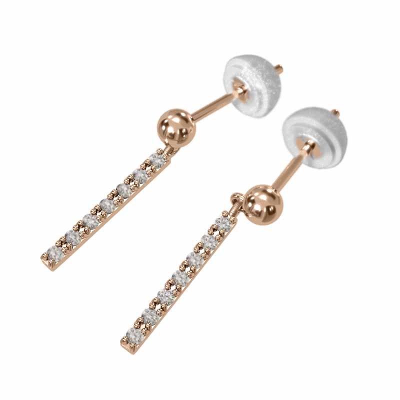 4月誕生石 天然ダイヤ ジュエリーピアス 約0.14カラット k18ピンクゴールド プレートの画像