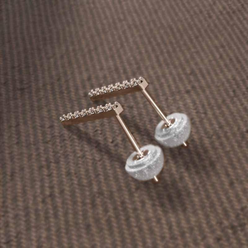約0.14カラット プレート 天然ダイヤモンド 4月誕生石 ピアス k18ピンクゴールドの画像