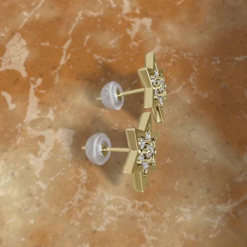 4月誕生石 約0.34カラット 中サイズ ジュエリーピアス 天然ダイヤモンド 六芒星 スター k18イエローゴールドの画像