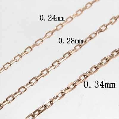 経0.34mm/直径1.1mm ジュエリーネックレス チェーンのみ k18ピンクゴールド 小豆チェーンの画像