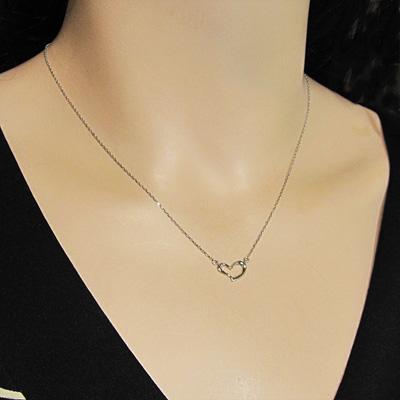 シンプル プラチナ900 ハート ペンダントトップとネックレスの画像