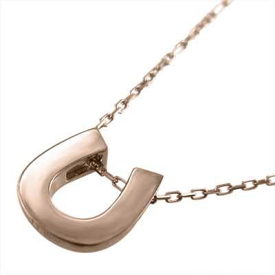 k10ピンクゴールド 中サイズ 馬蹄 ペンダントトップとネックレス シンプルの画像