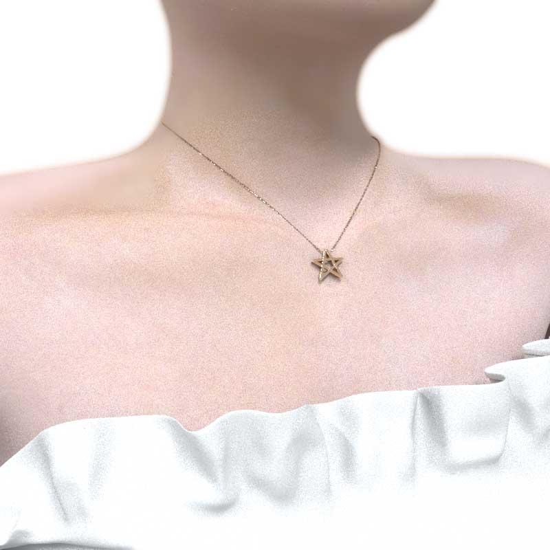 スター 六芒星 ペンダントネックレス シンプル k18ピンクゴールドの画像