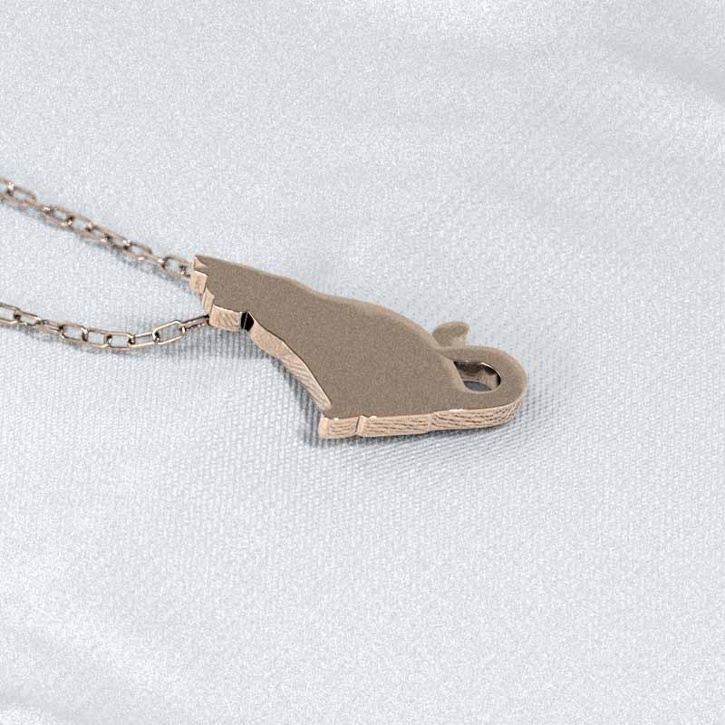 猫 k10ピンクゴールド ネコシルエット 大サイズ ペンダントネックレス シンプルの画像