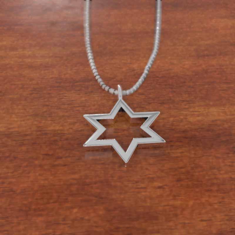スター シンプル 中サイズ ペンダントトップとネックレス プラチナ900 六芒星の画像