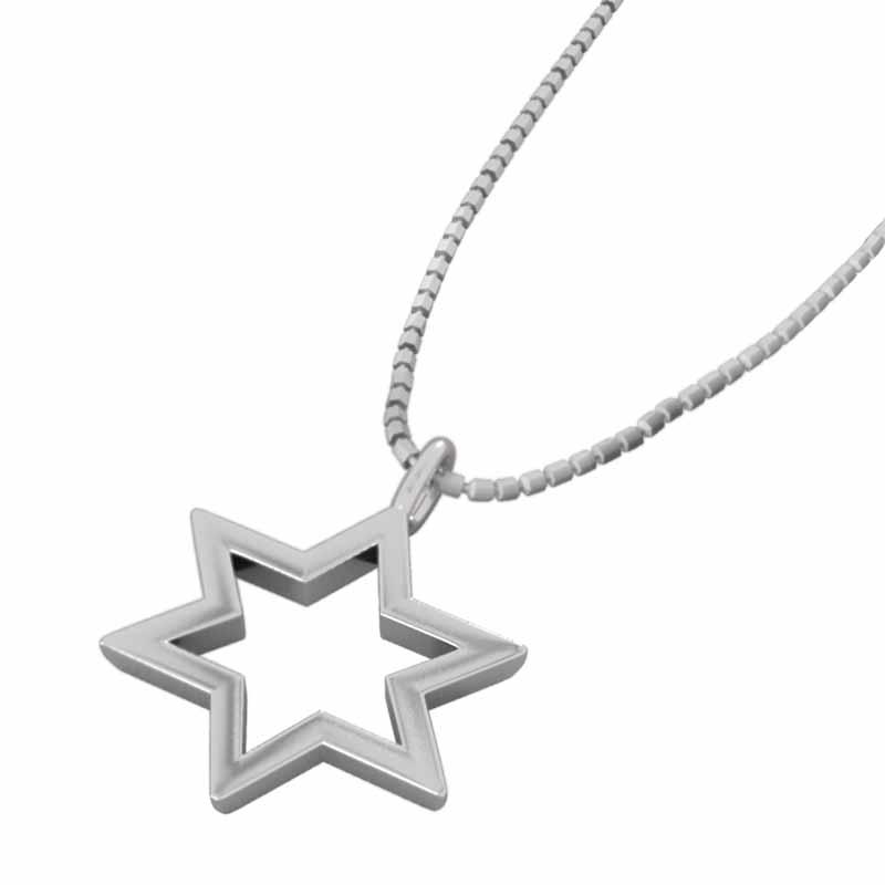 スター シンプル 中サイズ ペンダントトップとネックレス プラチナ900 六芒星の画像