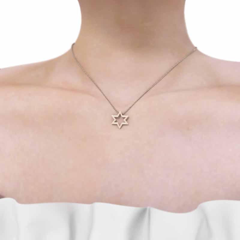 シンプル k10ピンクゴールド 六芒星 ペンダント スターの画像