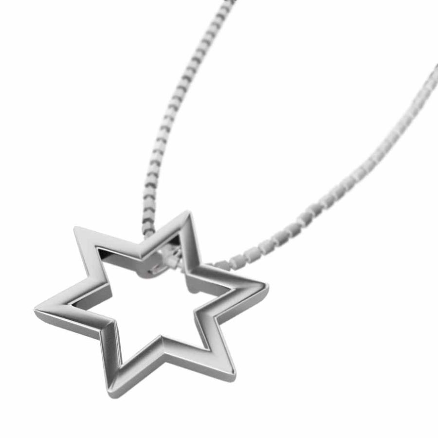 スター プラチナ900 シンプル 六芒星 ペンダントトップとネックレスの画像
