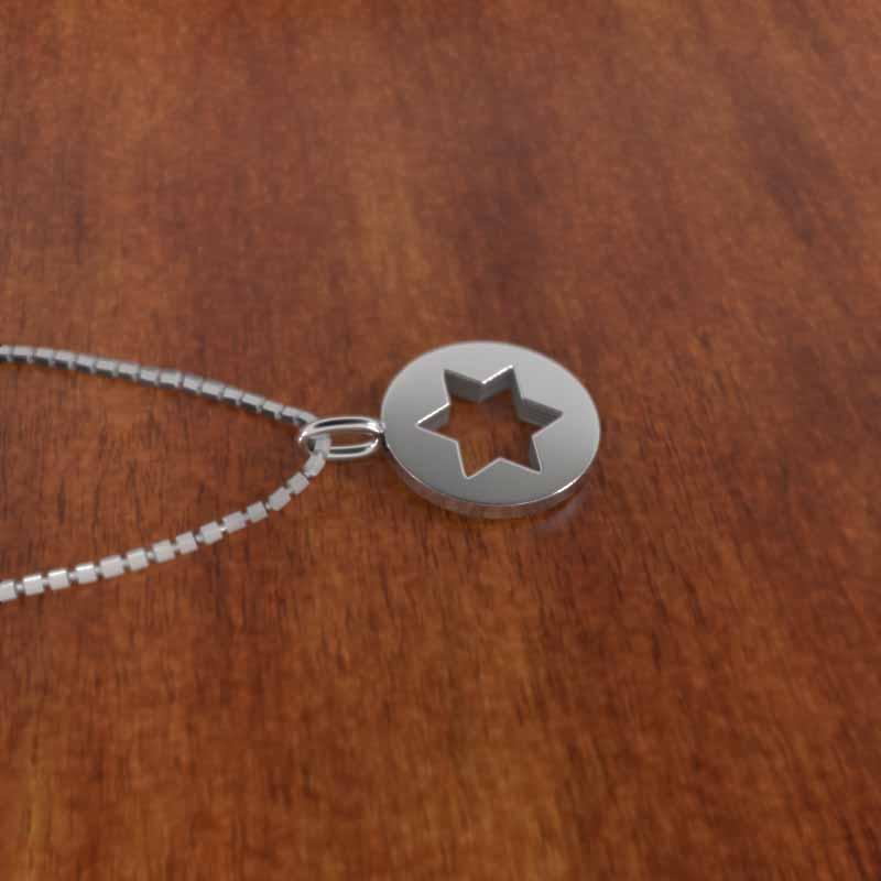 ペンダントネックレス スター シンプル k10ホワイトゴールド 中サイズ 六芒星の画像