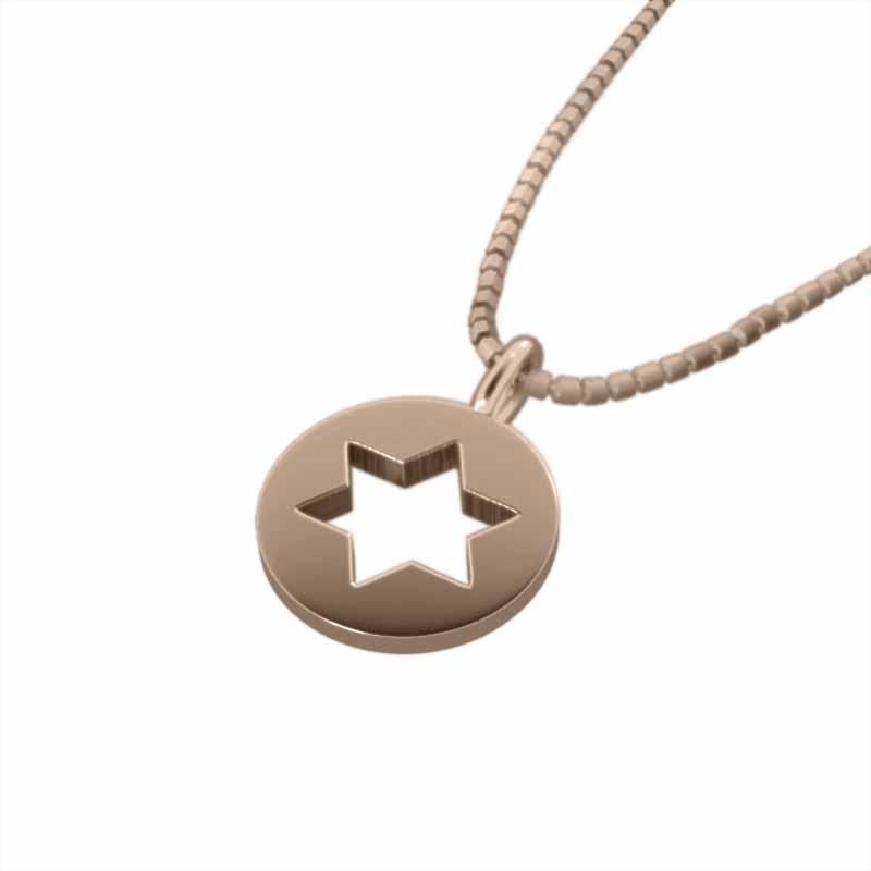 k18ピンクゴールド スター 六芒星 中サイズ ペンダント シンプルの画像