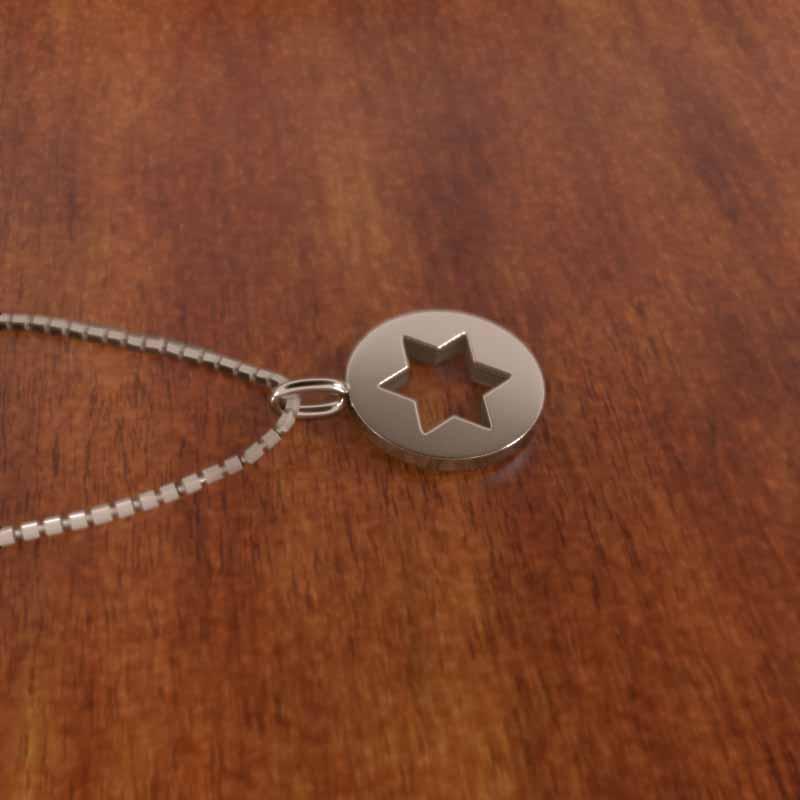 スター 六芒星 k18ピンクゴールド 中サイズ ペンダントトップとネックレス シンプルの画像