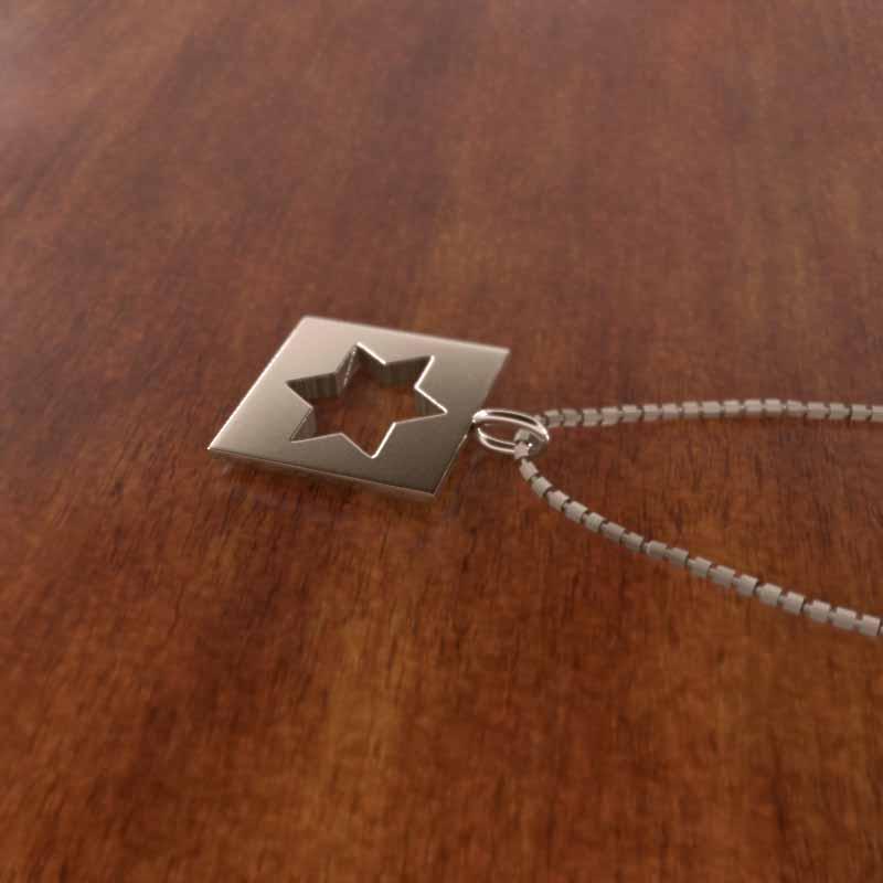 スター ペンダントネックレス k18ピンクゴールド シンプル 大サイズ 六芒星の画像
