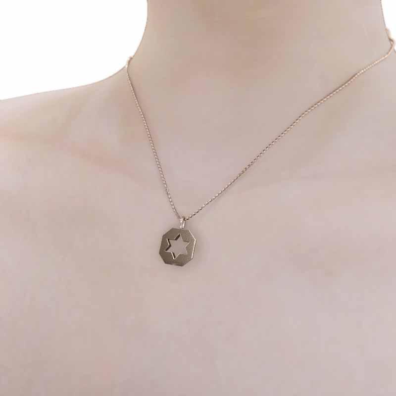 スター k10ピンクゴールド ペンダント 六芒星 大サイズ シンプルの画像