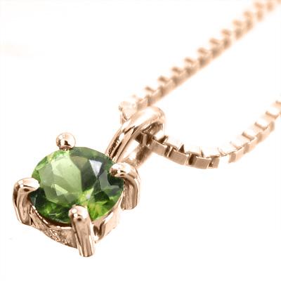 18金ピンクゴールド ペリドット 一粒石 8月の誕生石 ペンダントの画像