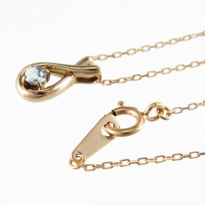 3月誕生石 一粒石 ペンダントネックレス アクアマリン k10ピンクゴールド_3