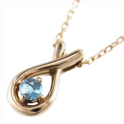11月誕生石 10金ピンクゴールド ブルートパーズ(青) ペンダントネックレス 一粒石の画像