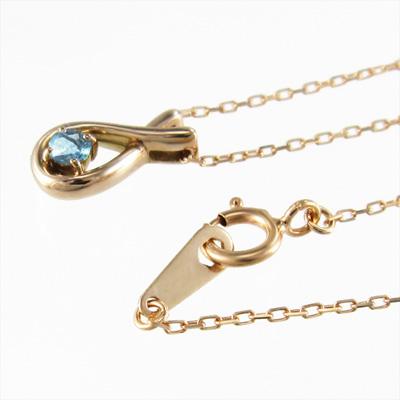 11月誕生石 10金ピンクゴールド ブルートパーズ(青) ペンダントネックレス 一粒石の画像