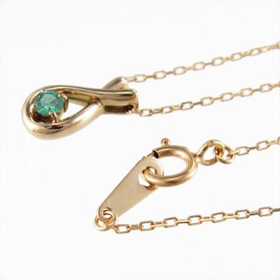 一粒石 エメラルド k18ピンクゴールド ペンダントトップとネックレス 5月の誕生石の画像