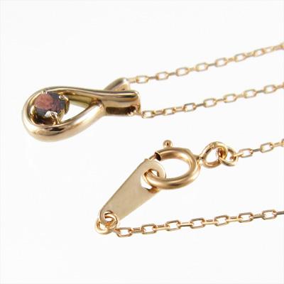 ガーネット 一粒石 ペンダントネックレス 1月の誕生石 k18ピンクゴールドの画像