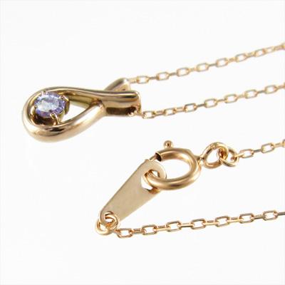 一粒石 タンザナイト ピンクゴールドk18 ペンダントトップとネックレス 12月の誕生石の画像