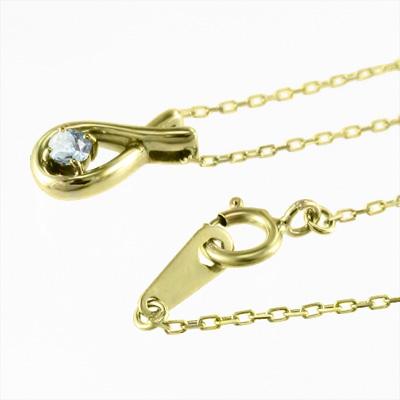 k18イエローゴールド アクアマリン 3月の誕生石 一粒石 ペンダントネックレスの画像