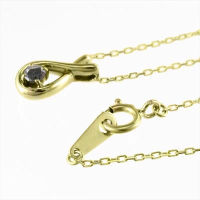 4月誕生石 ブラックダイア ペンダントネックレス 一粒石 18金イエローゴールドの画像