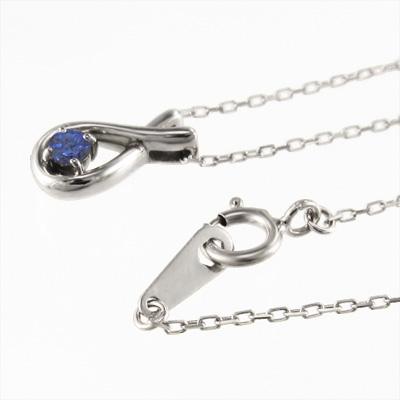 一粒石 9月の誕生石 サファイヤ Pt900 ペンダントトップとネックレスの画像