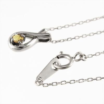 ペンダントトップとネックレス 11月誕生石 プラチナ900 一粒石 シトリンの画像