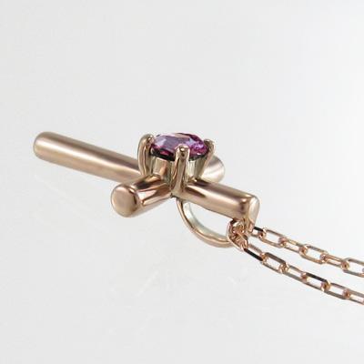 10月誕生石 ペンダントネックレス クロス ピンクトルマリン k10ピンクゴールド 一粒石の画像