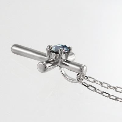 3月の誕生石 クロス プラチナ900 ペンダントネックレス アクアマリン 一粒石の画像