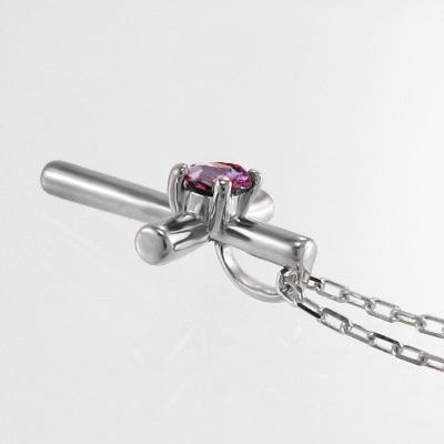 10月誕生石 ピンクトルマリン 一粒石 クロス ネックレスジュエリー 白金（プラチナ）900の画像
