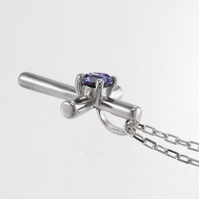 12月の誕生石 一粒石 ペンダントネックレス Pt900 クロス タンザナイトの画像