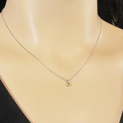 (黄水晶)シトリン 11月誕生石 Pt900 一粒石 ハート ネックレスジュエリーの画像