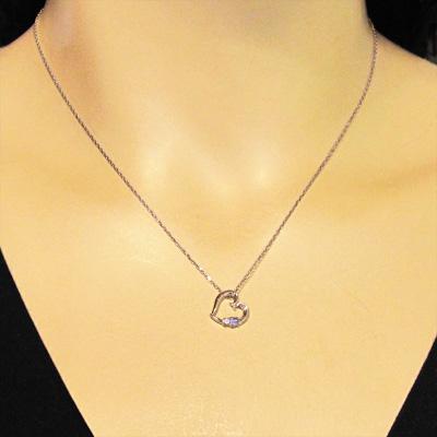 アメシスト(紫水晶) ハート ペンダント 10金ピンクゴールド 2月の誕生石の画像
