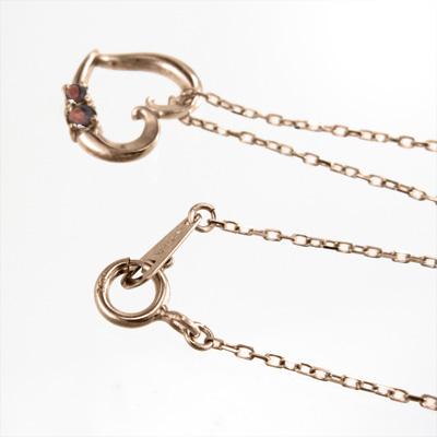 ガーネット 1月の誕生石 k10ピンクゴールド ペンダントネックレス ハートの画像