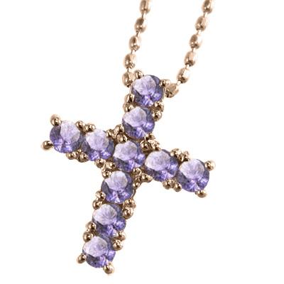クロス 2月の誕生石 k18ピンクゴールド ペンダント アメシスト(紫水晶)の画像