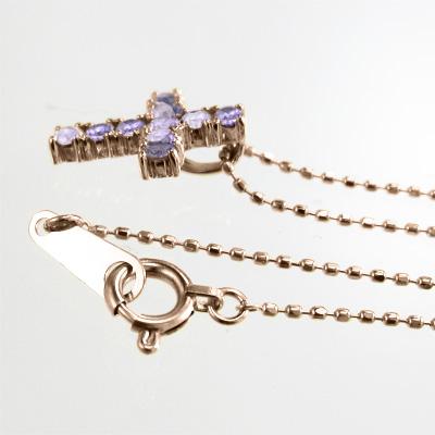 2月の誕生石 アメシスト(紫水晶) 18金ピンクゴールド ペンダント クロスの画像