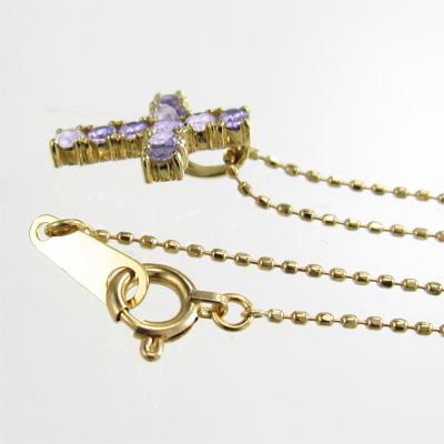 18金イエローゴールド アメシスト(紫水晶) 2月の誕生石 クロス ペンダントの画像
