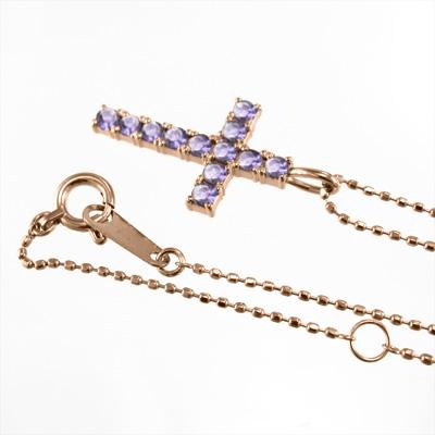 k10ピンクゴールド クロス ペンダント アメシスト