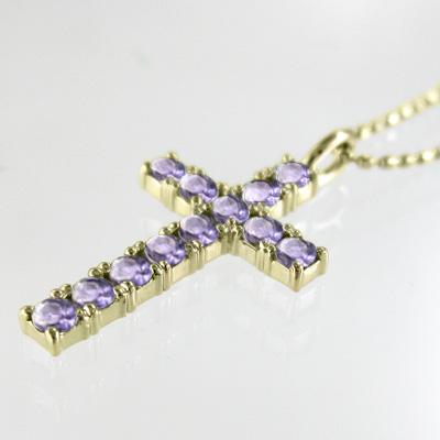 アメジスト 2月誕生石 クロス ペンダント k10の画像