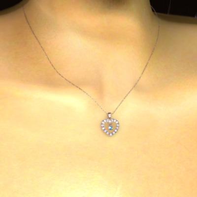 ネックレス オープンハート ブルートパーズ(青) 天然ダイヤモンド 11月誕生石 10kピンクゴールド｜skybellshop｜02