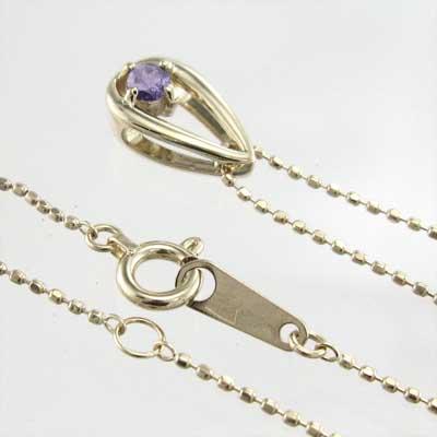 アメシスト(紫水晶) k10イエローゴールド 2月の誕生石 ペンダント 一粒石の画像