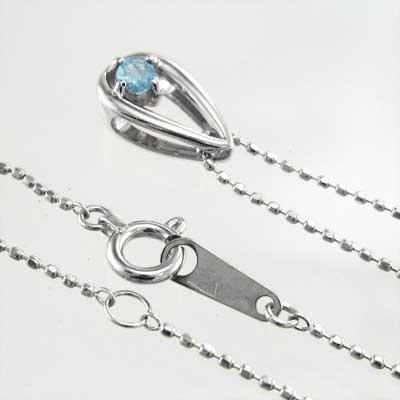 11月誕生石 Pt900 ペンダントトップとネックレス ブルートパーズ(青) 一粒石の画像
