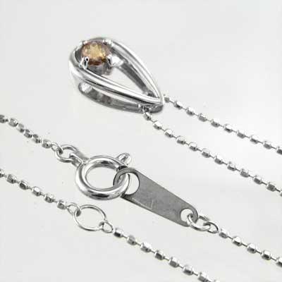 プラチナ900 ペンダントトップとネックレス 一粒石 シトリン 11月の誕生石の画像