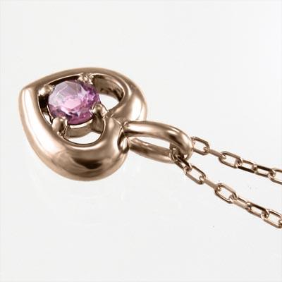 ハート 一粒石 ペンダント 10月の誕生石 18金ピンクゴールド ピンクトルマリンの画像