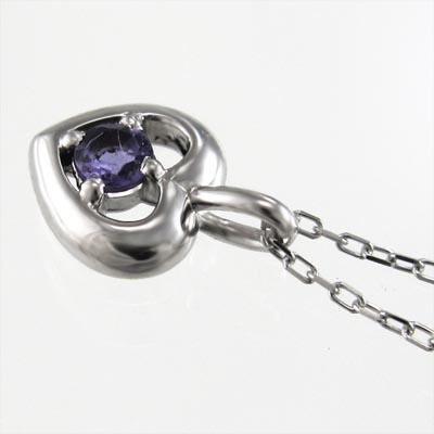 アメジスト(紫水晶) 一粒石 ペンダントネックレス ハート 2月の誕生石 Pt900の画像