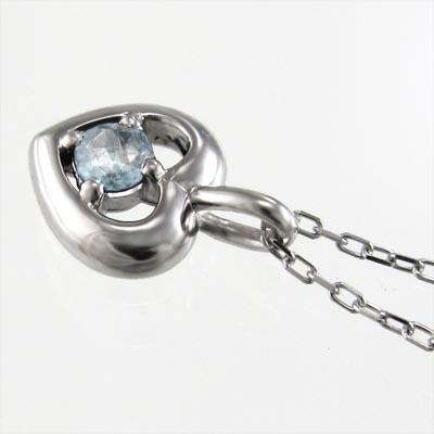 ペンダント プラチナ900 一粒石 3月の誕生石 ハート アクアマリンの画像