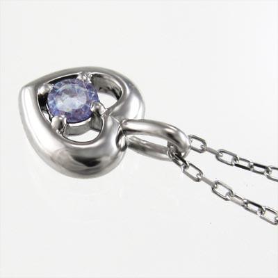 一粒石 タンザナイト Pt900 ハート ペンダントトップとネックレス 12月誕生石の画像